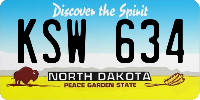 ND license plate KSW634
