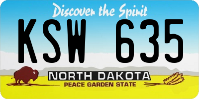 ND license plate KSW635