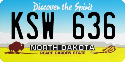 ND license plate KSW636