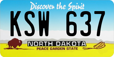 ND license plate KSW637