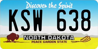 ND license plate KSW638