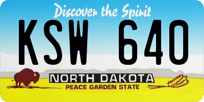 ND license plate KSW640