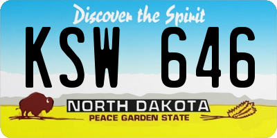 ND license plate KSW646