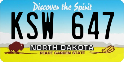 ND license plate KSW647