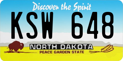 ND license plate KSW648