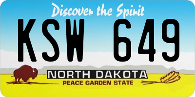 ND license plate KSW649