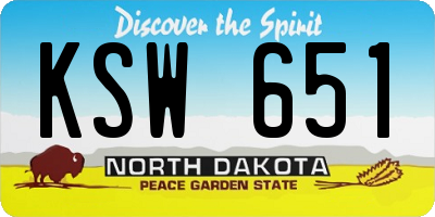 ND license plate KSW651