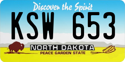 ND license plate KSW653