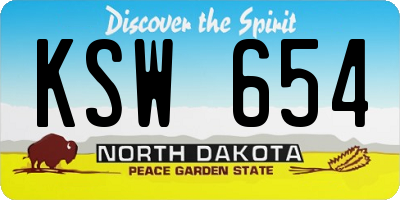 ND license plate KSW654