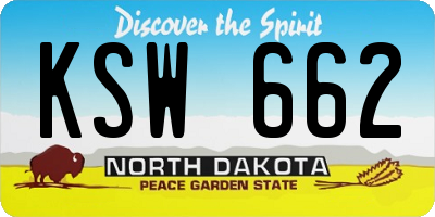ND license plate KSW662