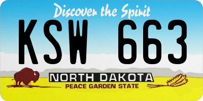 ND license plate KSW663
