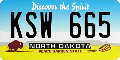 ND license plate KSW665