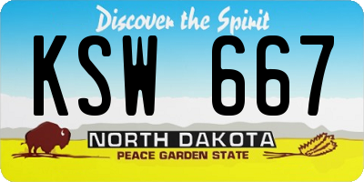 ND license plate KSW667