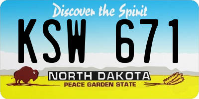 ND license plate KSW671
