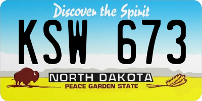 ND license plate KSW673