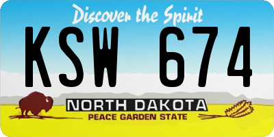 ND license plate KSW674