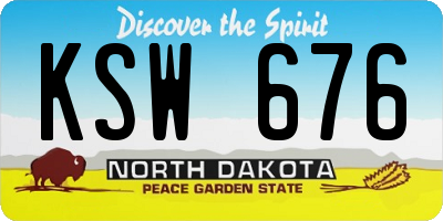 ND license plate KSW676