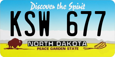 ND license plate KSW677