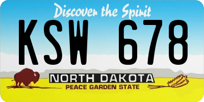 ND license plate KSW678