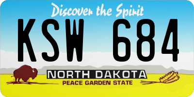 ND license plate KSW684