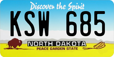 ND license plate KSW685