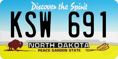 ND license plate KSW691