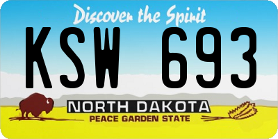 ND license plate KSW693
