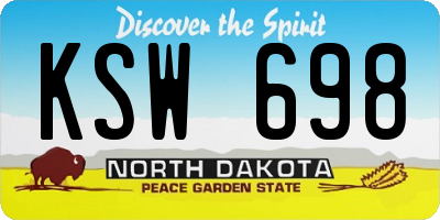 ND license plate KSW698