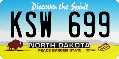 ND license plate KSW699