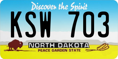 ND license plate KSW703