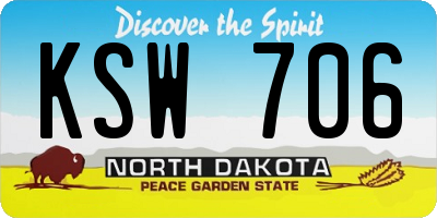 ND license plate KSW706