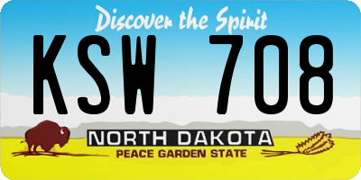 ND license plate KSW708
