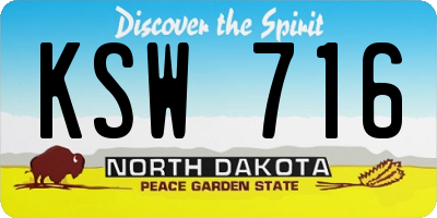 ND license plate KSW716