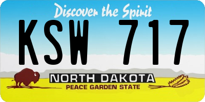 ND license plate KSW717