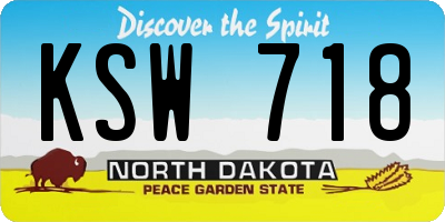 ND license plate KSW718