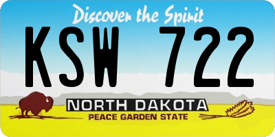 ND license plate KSW722
