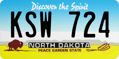 ND license plate KSW724