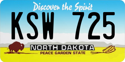 ND license plate KSW725