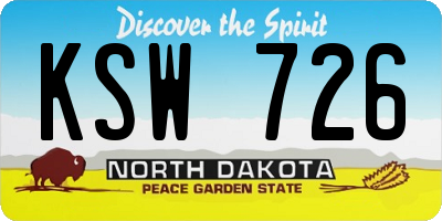 ND license plate KSW726