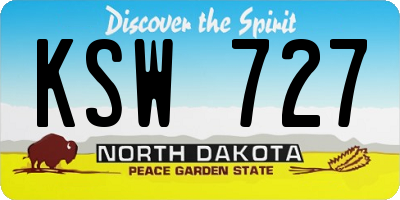ND license plate KSW727