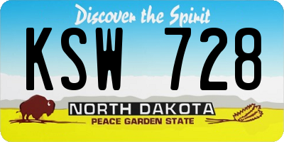 ND license plate KSW728