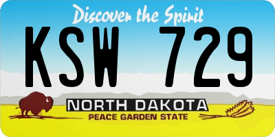 ND license plate KSW729