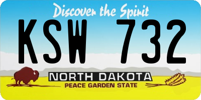 ND license plate KSW732
