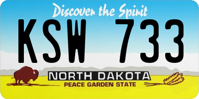 ND license plate KSW733
