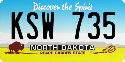 ND license plate KSW735