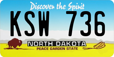 ND license plate KSW736