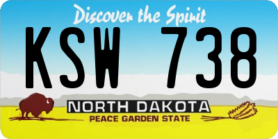ND license plate KSW738