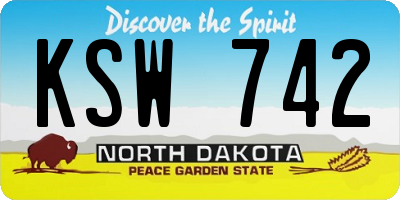 ND license plate KSW742