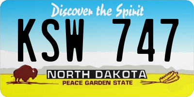 ND license plate KSW747