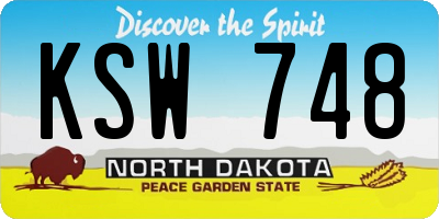 ND license plate KSW748
